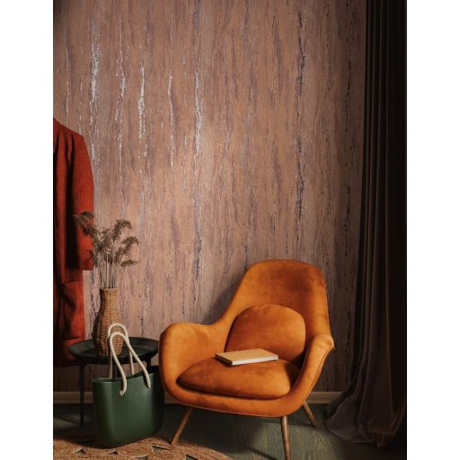 Márvány hatású texturált fémes díszítésű dekorminta barna narancs antracit és ezüst tónus tapéta