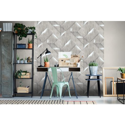 Ugepa ONYX M35211 Natur/Ipari design Geometrikus összeillesztett betonlapok szürke árnyalatok fehérezüst tapéta