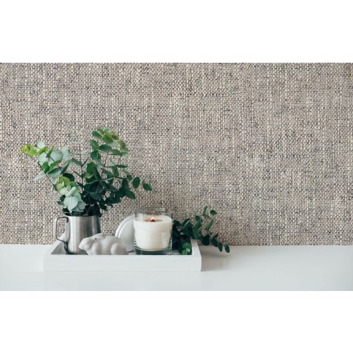 Skandináv stílusú durva szövetminta fehér barna és fekete tónus tapéta