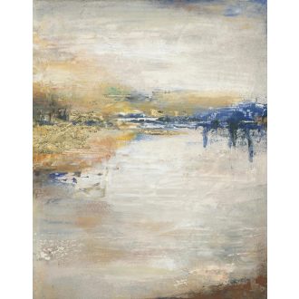   Festői álomvilág egy impresszinista festő vásznán művészi panoráma szürke bézs sárga kék és okker tónus falpanel