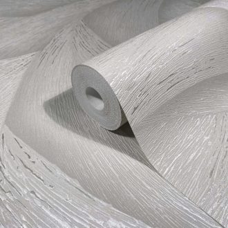   Skandináv természeti minta - nagyméretű levélre emlékeztető formák világosszürke szürke ezüst és gyöngyház tónus fémes hatás tapéta