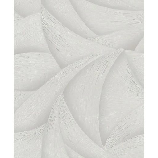 Skandináv természeti minta - nagyméretű levélre emlékeztető formák világosszürke szürke ezüst és gyöngyház tónus fémes hatás tapéta