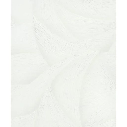 Skandináv természeti minta - nagyméretű levélre emlékeztető formák fehér törtfehér és gyöngyház tónus fémes hatás tapéta