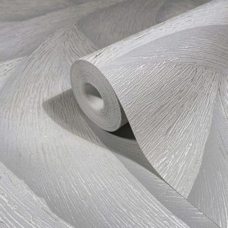   Skandináv természeti minta - nagyméretű levélre emlékeztető formák finom szürke ezüst és gyöngyház tónus fémes hatás tapéta