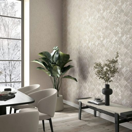 Változatos geometriai minta a textúrák és a fény játékával krém bézs és szürkésbézs tónus finom mintafény tapéta