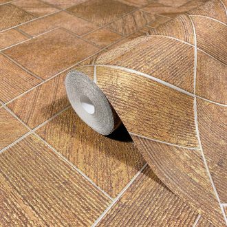   Változatos geometriai minta a textúrák és a fény játékával meleg bronzbarna és rézszín tónus finom mintafény tapéta