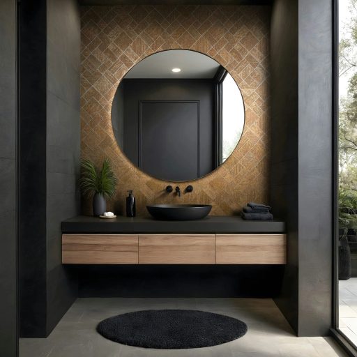 Változatos geometriai minta a textúrák és a fény játékával meleg bronzbarna és rézszín tónus finom mintafény tapéta