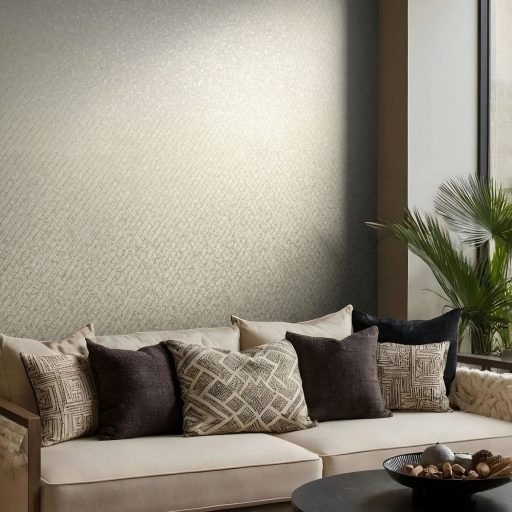 Skandináv elegancia klasszikus texturált felületű rombusz mintával krémszín és gyöngyház tónus finom mintafény tapéta