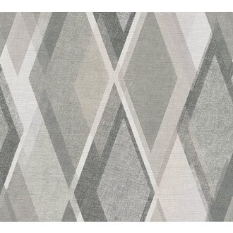   Retro stílusú geometriai design háromdimenziós egymásra épülő rombuszok krém bézs szürke és szürkésbézs tónus tapéta