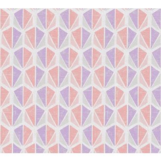   Vitalitás és vidámság! Etno vagy Skandináv?! Grafikus koptatott felületű etno minta fehér szürke lila és korall tónus tapéta