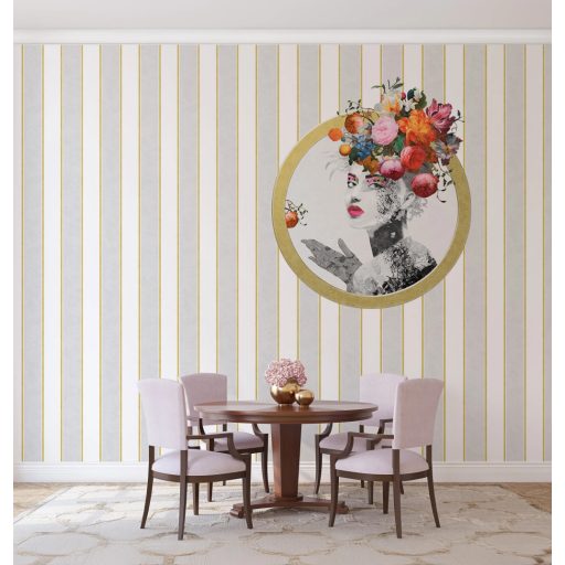 Klasszikus elegancia és modern luxus egy absztrakt női portréban krém szürke arany rózsaszín fehér és szines falpanel