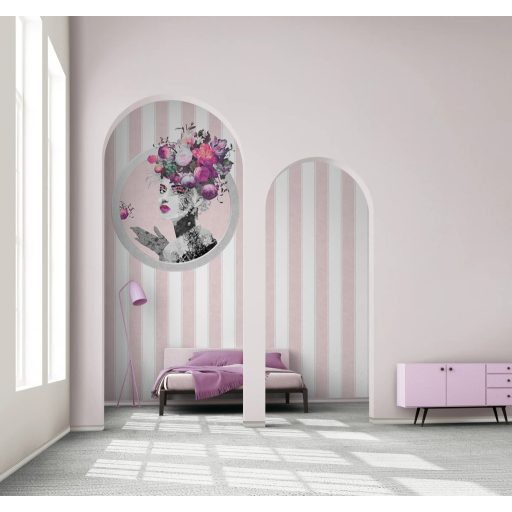 A nőiesség és a Glööckler-i luxus nagy találkozása fehér púderrózsaszín porcelánfehér mályva lila és kék tónus falpanel