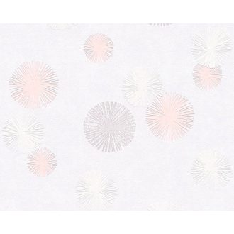   As-Creation Life 4, 35607-2  grafikus pitypang  krém szürkésbézs  rózsaszín  tapéta