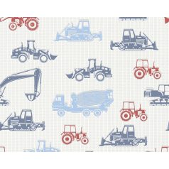   AS-Creation Esprit Kids 35706-2 Gyerekszobai - traktor építő és munkagépek fehér kék piros tónus tapéta
