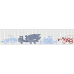   As-Creation Esprit Kids 5, 35708-2  munkagépek traktorok  fehér kék piros ezüst  bordűr