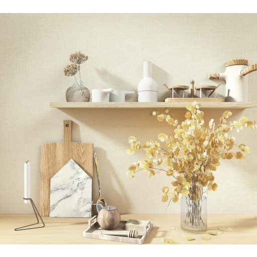 Minimál elegancia - textilhatású egyszínű minta meleg krémszín/világosbézs tónus tapéta