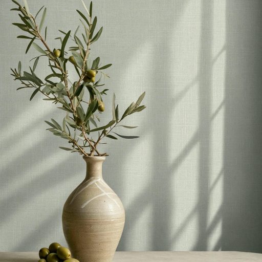 Minimál elegancia - textilhatású egyszínű minta világos khakizöld/zöldes-bézs tónus tapéta