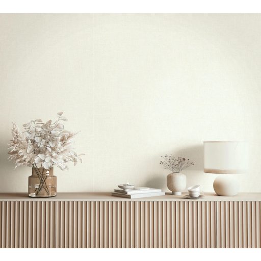 Minimál elegancia - textilhatású egyszínű minta meleg világos bézs/szürkésbézs tónus tapéta