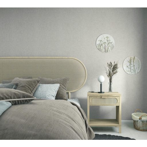 Minimál elegancia - textilhatású egyszínű minta meleg szürke/szürkésbézs/greige tónus tapéta