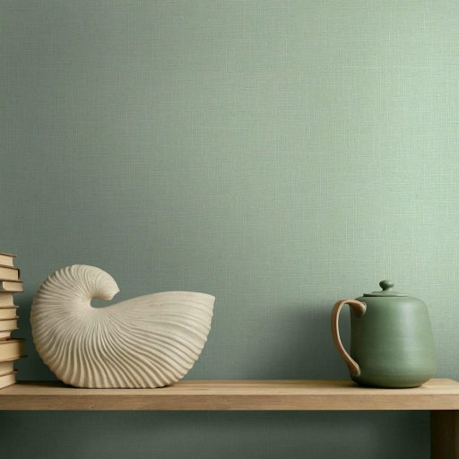 Minimál elegancia - textilhatású egyszínű minta zöld/mohazöld tónus tapéta