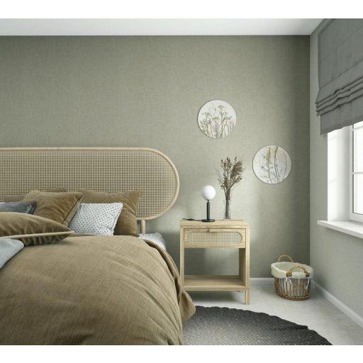 Minimál elegancia - textilhatású egyszínű minta poros zsályazöld tónus tapéta