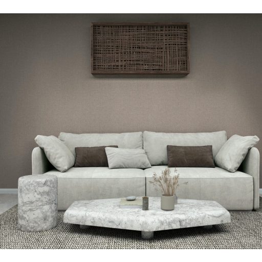 Minimál elegancia - textilhatású egyszínű minta meleg szürkésbarna tónus tapéta