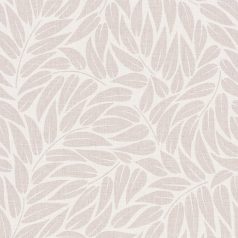   3D hatású stilizált levélzuhatag vászonstruktúrán elefátcsont és világos szürkés-rózsaszín tónus tapéta