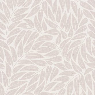   3D hatású stilizált levélzuhatag vászonstruktúrán elefátcsont és világos szürkés-rózsaszín tónus tapéta