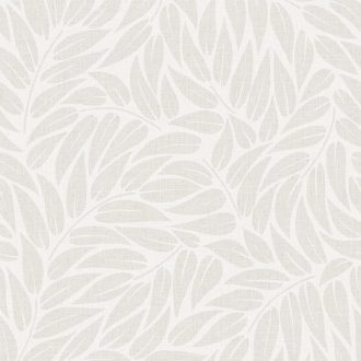   3D hatású stilizált levélzuhatag vászonstruktúrán krémfehér bézs és szürkésbézs tónus tapéta