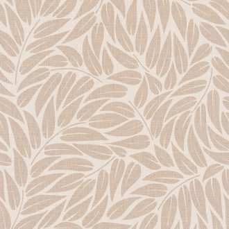   3D hatású stilizált levélzuhatag vászonstruktúrán krémszín és mogyoróbézs tónus tapéta