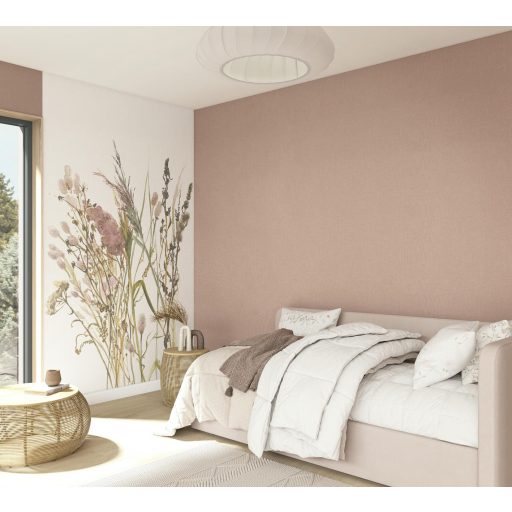 Szárított kalászok és mezei virágok légies kompozíciója fehér mályvarózsaszín olívzöld és természetes bézs tónus falpanel