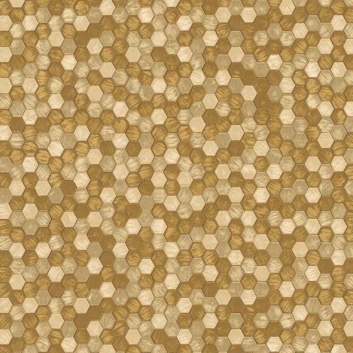 Geometriai sikk! Fémes felületű dizájner méhkas mitázat meleg arany és bézsarany tónus tapéta