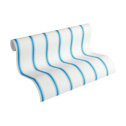 As-Creation Esprit Kids 5, 35831-2 csíkos fehér kék aranybarna tapéta