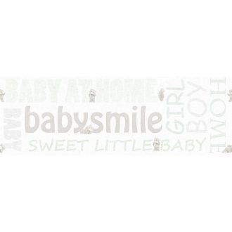   As-Creation Little Stars 35848-1 Teddy feliratok fehér halvány menta bézs bordűr