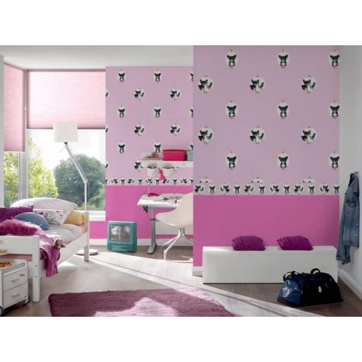 As-Creation Little Stars 35850-2  csivava rózsaszín fehér fekete bordűr