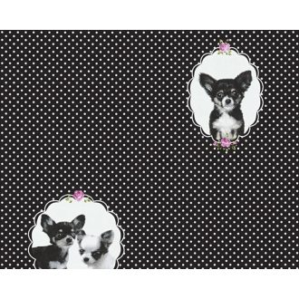   As-Creation Little Stars 35851-2  csivava fekete fehér pink tapéta