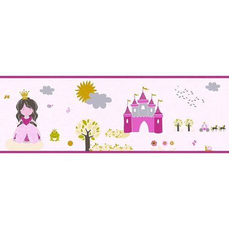 As-Creation Little Stars 35853-1  Hercegnő és vára rózsaszín pink szines bordűr