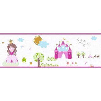   As-Creation Little Stars 35853-2  Hercegnő és vára fehér pink szines bordűr