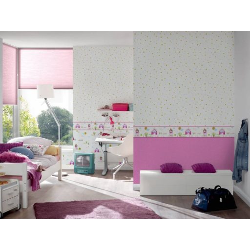 As-Creation Little Stars 35853-2  Hercegnő és vára fehér pink szines bordűr