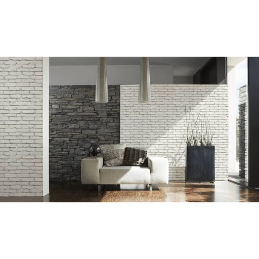 As-Creation Attractive 35856-2 Natur/Ipari design téglafal optikai 3D fehér szürke tapéta