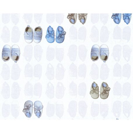 As-Creation Little Stars 35862-2  gyerekcipők fehér kék szürke  tapéta