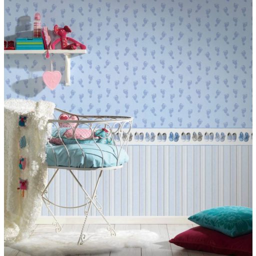 As-Creation Little Stars 35864-2  gyerekcipők fehér kék szürke bordűr