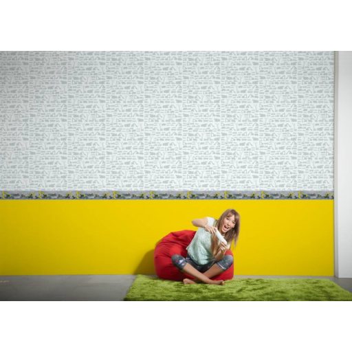 As-Creation Little Stars 35871-1  munkagép daru teherautó szürke sárga piros bordűr