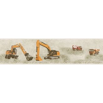   As-Creation Little Stars 35871-2  munkagép daru teherautó bézs narancs barna tapéta