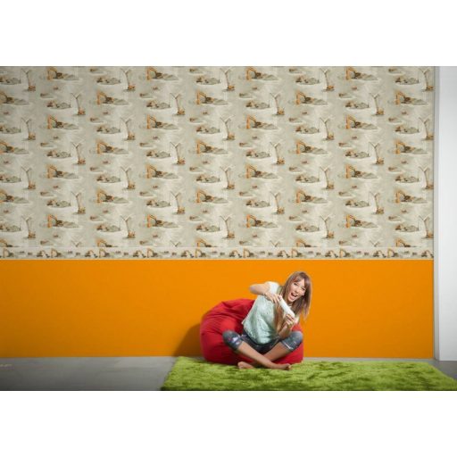 As-Creation Little Stars 35871-2  munkagép daru teherautó bézs narancs barna tapéta