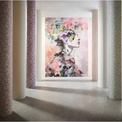 Csillámfényben fürdő origami alapú absztrakt művészi design fehér bézs rózsaszín türkiz citromsárga és ibolya tónus falpanel