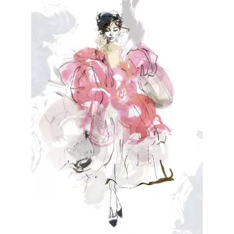   A múzsád és vele a dekorációd megérkezett! Szénrajz és akvarell divatos fúziója fehér szürke rózsaszín fekete és bézses-sárga tónus falpanel