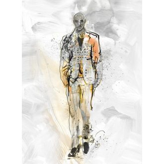   A névadó! A divat és az identitás kortárs művészi megjelenítése szürke bézs narancssárga és fekete tónus falpanel