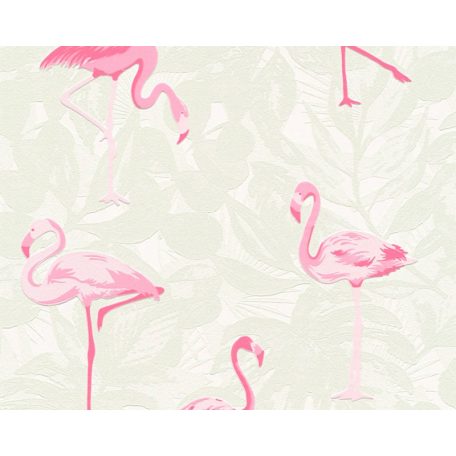 Boys and Girls 6/Club Tropicana 35980-1 flamingók fehér világoszöld rózsaszín tapéta