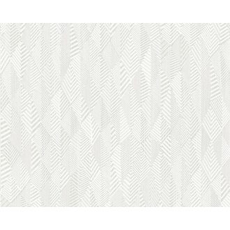   As-Creation Club Tropicana 35998-1 Strukturált természet raljzolta geometrikus/chevron/ 3D minta fehér és ezüstszürke tónus tapéta